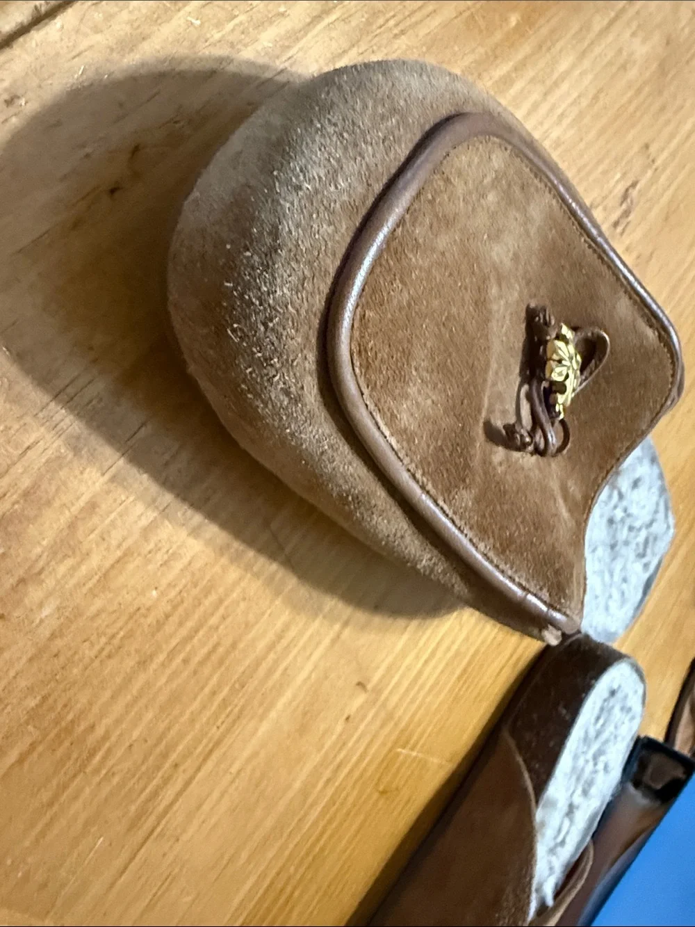 Tory Burch Brown Suede Slip-On with Gold Logo Accent